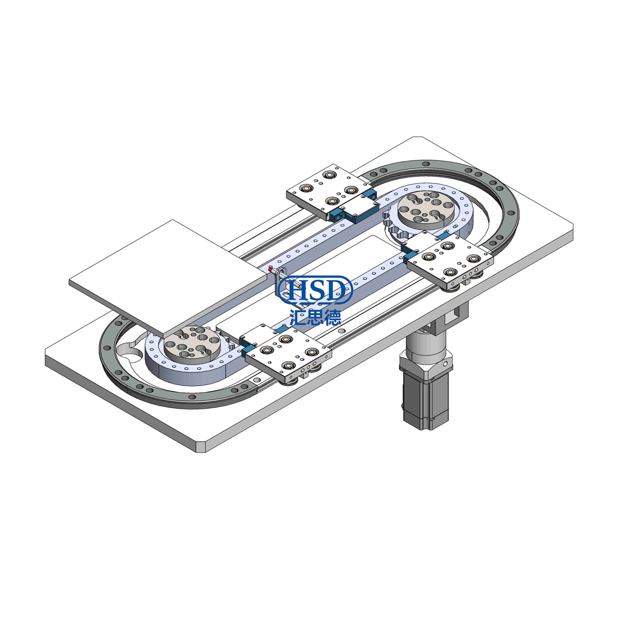 椭圆底板链条环形导轨运送线4工位循环线模子